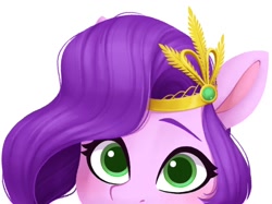 Size: 1134x850 | Tagged: safe, artist:bcpony, pipp petals, pegasus, pony, g5, adorapipp, crown, cute, female, green eyes, jewelry, mare, regalia, simple background, solo, soon, white background