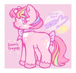 Size: 800x761 | Tagged: safe, artist:cosmiccrayons, oc, oc only, oc:cosmic crayons, pony, unicorn, cutie mark, eye clipping through hair, female, horn, kidcore, looking at you, mare, simple background, solo, unicorn oc, white background