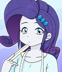 Size: 640x740 | Tagged: safe, alternate version, artist:batipin, rarity, human, equestria girls, g4, female, looking at you, measuring tape, missing accessory, no glasses, ruler, solo