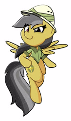 Size: 1506x2570 | Tagged: safe, artist:kindakismet, daring do, pegasus, pony, g4, clothes, female, flying, hat, looking at you, mare, simple background, solo, sparkly mane, spread wings, white background, wings