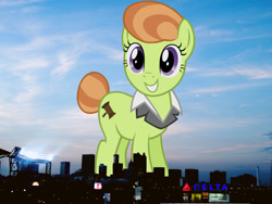 Size: 2048x1536 | Tagged: safe, artist:thegiantponyfan, lady justice, swift justice, earth pony, pony, g4, atlanta, female, georgia (state), giant pony, giant/macro earth pony, giantess, highrise ponies, irl, macro, mare, mega giant, photo, ponies in real life, smiling, solo