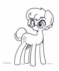 Size: 2216x2689 | Tagged: safe, artist:kindakismet, oc, oc only, oc:linked heart, earth pony, pony, black and white, glasses, grayscale, high res, male, monochrome, simple background, solo, white background