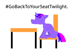 Size: 480x360 | Tagged: safe, artist:wonderwolf51, twilight sparkle, alicorn, pony, g4, folded wings, go back to your seat twilight, school, solo, twilight sparkle (alicorn), wings