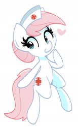 Size: 1441x2346 | Tagged: safe, artist:kindakismet, nurse redheart, earth pony, pony, g4, cute, eyelashes, female, hat, heart, heartabetes, looking at you, mare, nurse hat, simple background, solo, tail, white background