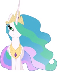 Size: 810x1024 | Tagged: safe, princess celestia, queen chrysalis, alicorn, pony, g4, disguise, disguised changeling, oh no, simple background, solo, white background