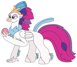 Size: 2732x2374 | Tagged: safe, artist:supahdonarudo, queen novo, classical hippogriff, hippogriff, g4, my little pony: the movie, atg 2022, determined, high res, holding, looking up, newbie artist training grounds, pearl, queen novo's orb, simple background, transparent background
