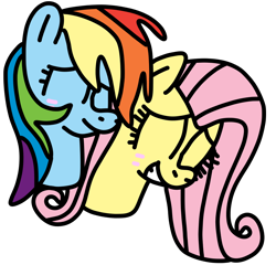 Size: 1000x960 | Tagged: safe, artist:jadeharmony, fluttershy, rainbow dash, pegasus, pony, g4, blushing, cute, dashabetes, duo, eyes closed, female, grin, lesbian, mare, ship:flutterdash, shipping, shyabetes, simple background, smiling, transparent background