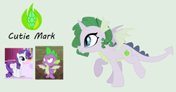 Size: 944x494 | Tagged: safe, artist:princessyanderequinn, rarity, spike, oc, unnamed oc, dracony, dragon, hybrid, pony, unicorn, g4, base used, cutie mark, female, interspecies offspring, male, offspring, parent:rarity, parent:spike, parents:sparity, screencap reference, ship:sparity, shipping, straight, winged spike, wings