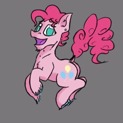 Size: 3000x3000 | Tagged: safe, artist:fumalunga, pinkie pie, earth pony, pony, g4, bubble berry, dock, happy, high res, hopping, male, rule 63, solo, stallion, tail, unshorn fetlocks