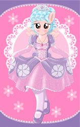 Size: 1600x2525 | Tagged: safe, artist:avchonline, cozy glow, pegasus, semi-anthro, g4, arm hooves, bipedal, blushing, canterlot royal ballet academy, clothes, cozybetes, curtsey, cute, disney, disney princess, dress, female, gloves, hoof shoes, jewelry, long gloves, looking at you, necklace, pantyhose, princess, princess shoes, princess sofia, puffy sleeves, regalia, shoes, smiling, smiling at you, sofia the first, solo, spread wings, tiara, timid, wings