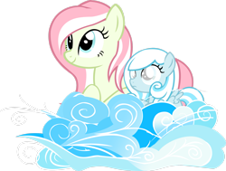 Size: 2819x2127 | Tagged: safe, artist:lelekhd, oc, oc only, oc:primrose, oc:snowdrop, pegasus, pony, snowdrop (animation), cloud, female, high res, mother and child, mother and daughter, pegasus oc, simple background, transparent background, vector