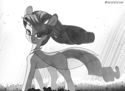 Size: 3282x2390 | Tagged: safe, artist:auroracursed, rarity, pony, unicorn, g4, black and white, cute, eyeshadow, female, grayscale, high res, makeup, mare, monochrome, simple background, smiling, solo