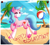 Size: 1064x964 | Tagged: safe, artist:kannakiller, oc, oc only, balloon pony, inflatable pony, pony, unicorn, balloon, beach, beach ball, eyes closed, frog (hoof), male, ocean, palm tree, photo, sky, smiling, solo, stallion, summer, tail, tree, underhoof, water