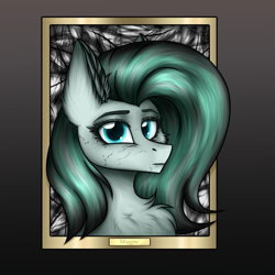 Size: 2000x2000 | Tagged: safe, artist:darklight1315, oc, oc:magpie, earth pony, pony, fallout equestria, bust, chest fluff, crystal scar, ear fluff, fallout equestria: dark delirium, feather, high res, portrait, scar, solo