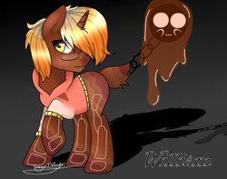 Size: 2759x2173 | Tagged: safe, artist:djdupstep15, oc, oc only, pony, unicorn, augmented, augmented tail, clothes, glasses, gradient background, high res, horn, male, raised hoof, signature, solo, stallion, tail, unicorn oc