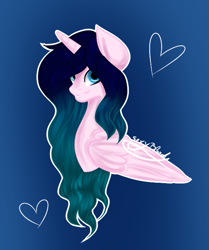 Size: 543x650 | Tagged: safe, artist:djdupstep15, oc, oc only, alicorn, pony, alicorn oc, bust, female, horn, mare, solo, wings