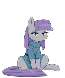 Size: 1198x1442 | Tagged: safe, alternate version, artist:batipin, maud pie, earth pony, pony, g4, looking at you, one ear down, simple background, solo, transparent background