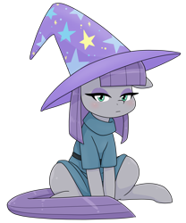 Size: 1198x1442 | Tagged: safe, alternate version, artist:batipin, maud pie, earth pony, pony, g4, clothes, hat, looking at you, simple background, solo, transparent background, trixie's hat