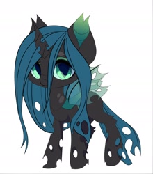 Size: 1692x1922 | Tagged: safe, artist:xsatanielx, queen chrysalis, changeling, changeling queen, g4, chibi, cute, cutealis, female, simple background, solo, white background