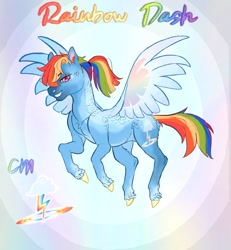 Size: 1706x1843 | Tagged: safe, alternate version, artist:jadejellie, rainbow dash, pegasus, pony, g4, alternate hairstyle, grin, ponytail, smiling, solo, spread wings, wings