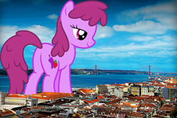 Size: 1920x1277 | Tagged: safe, artist:luckreza8, artist:thegiantponyfan, berry punch, berryshine, earth pony, pony, g4, berry butt, butt, female, giant berryshine/berry punch, giant pony, giant/macro earth pony, giantess, highrise ponies, irl, macro, mare, mega giant, photo, plot, ponies in real life, portugal