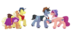 Size: 1280x569 | Tagged: safe, artist:itstechtock, bandana baldwin, bonnie rose, high stakes, prairie belle, star spur, earth pony, pony, g4, appleloosa resident, background pony, dancing, female, hat, male, mare, simple background, stallion, transparent background