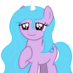 Size: 8000x8000 | Tagged: safe, artist:laszlvfx, edit, izzy moonbow, pony, unicorn, g4, g5, absurd resolution, female, g5 to g4, generation leap, hoof on chest, mare, narrowed eyes, simple background, smiling, solo, transparent background