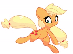 Size: 2334x1737 | Tagged: safe, artist:kindakismet, applejack, earth pony, pony, g4, cute, female, freckles, hatless, jackabetes, mare, missing accessory, simple background, solo, white background