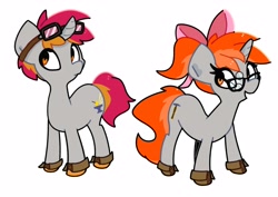 Size: 4096x2896 | Tagged: safe, artist:kindakismet, oc, oc only, oc:iron filigree, oc:ironfire, pony, unicorn, bow, brother and sister, commission, duo, female, glasses, hair bow, horn, looking at you, male, mare, open mouth, siblings, simple background, stallion, twins, unicorn oc, white background