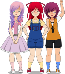 Size: 835x957 | Tagged: safe, artist:g-u-r-o, apple bloom, scootaloo, sweetie belle, human, equestria girls, g4, cutie mark crusaders, female, humanized, kisekae, simple background, transparent background, trio