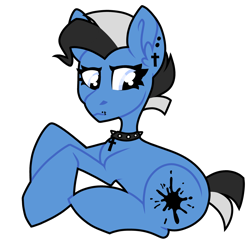 Size: 1280x1263 | Tagged: safe, artist:moonert, oc, oc only, earth pony, pony, choker, ear piercing, earth pony oc, piercing, simple background, solo, spiked choker, transparent background