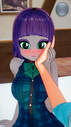 Size: 1080x1920 | Tagged: safe, artist:ratachu666, maud pie, human, equestria girls, g4, 3d, blushing, female, hand on face, koikatsu, looking at you, offscreen character, pov, solo focus