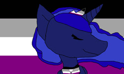 Size: 1024x616 | Tagged: safe, artist:ottermelonenjoyslife, princess luna, alicorn, pony, g4, 1000 hours in ms paint, asexual, asexual pride flag, eyes closed, female, pride, pride flag, smiling, solo