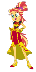 Size: 2123x4271 | Tagged: safe, artist:gmaplay, sunset shimmer, human, equestria girls, equestria girls specials, g4, my little pony equestria girls: dance magic, female, flamenco dress, jewelry, regalia, simple background, solo, sunset shimmer flamenco dress, transparent background, vector