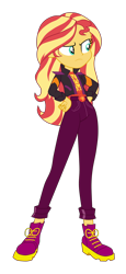 Size: 2100x4581 | Tagged: safe, artist:gmaplay, sunset shimmer, human, equestria girls, equestria girls specials, g4, my little pony equestria girls: better together, my little pony equestria girls: sunset's backstage pass, clothes, female, geode of empathy, high res, jacket, magical geodes, music festival outfit, shoes, simple background, solo, transparent background, vector