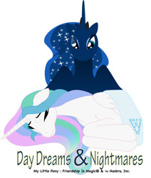 Size: 470x555 | Tagged: safe, artist:warrenhutch, princess celestia, princess luna, alicorn, pony, g4, 2013, fanfic art, female, mare, old art, royal sisters, siblings, simple background, sisters, sleeping, white background