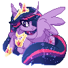 Size: 100x100 | Tagged: safe, artist:sugaryicecreammlp, twilight sparkle, alicorn, pony, g4, animated, blinking, crown, curved horn, gif, horn, jewelry, pixel art, regalia, simple background, solo, transparent background, twilight sparkle (alicorn)