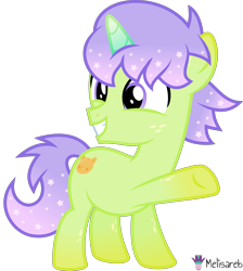 Size: 4000x4463 | Tagged: safe, artist:melisareb, part of a set, oc, oc:gummy (kleptocorns), pony, unicorn, .svg available, absurd resolution, colt, crossover, foal, freckles, gradient hooves, gradient mane, gradient tail, kleptocorns, male, raised hoof, simple background, smiling, solo, tail, transparent background, vector