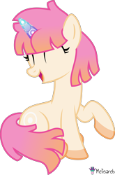 Size: 4000x6065 | Tagged: safe, artist:melisareb, part of a set, oc, oc:ona (kleptocorns), pony, unicorn, .svg available, absurd resolution, crossover, eyes closed, female, gradient mane, gradient tail, kleptocorns, mare, open mouth, raised hoof, simple background, sitting, solo, tail, transparent background, vector