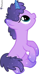 Size: 4000x7567 | Tagged: safe, artist:melisareb, part of a set, oc, oc:celeste (kleptocorns), pony, unicorn, .svg available, absurd resolution, crossover, female, gradient hooves, gradient mane, gradient tail, kleptocorns, looking up, mare, open mouth, simple background, sitting, solo, stars, tail, transparent background, vector