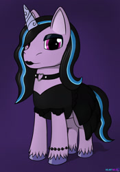 Size: 1280x1831 | Tagged: safe, artist:passionpanther, izzy moonbow, pony, unicorn, g5, my little pony: a new generation, clothes, dress, goth, goth izzy, gothic, solo