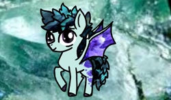 Size: 1280x750 | Tagged: safe, artist:princesseclipso, oc, oc only, oc:alexandrite, dracony, hybrid, abstract background, colt, foal, interspecies offspring, male, offspring, parent:rarity, parent:spike, parents:sparity, solo, spread wings, wings