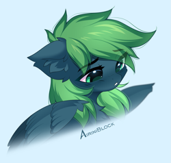 Size: 1173x1115 | Tagged: safe, artist:airiniblock, oc, oc only, oc:emerald, pegasus, pony, rcf community, abstract background, female, icon, patreon, patreon reward, pegasus oc, solo, wings