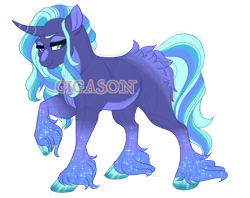Size: 2900x2300 | Tagged: safe, artist:gigason, oc, oc only, oc:freyr, pony, unicorn, female, high res, mare, obtrusive watermark, offspring, parent:sky stinger, parent:starlight glimmer, simple background, solo, transparent background, unshorn fetlocks, watermark