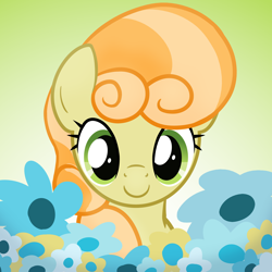 Size: 2000x2000 | Tagged: safe, artist:candy meow, junebug, earth pony, pony, g4, background pony, female, flower, gradient background, high res, mare, solo