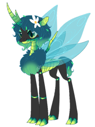 Size: 1280x1715 | Tagged: safe, artist:malinraf1615, artist:selenaede, queen chrysalis, changeling, changeling queen, alternate hairstyle, base used, chest fluff, cute, female, flower, flower in hair, leaf, redesign, simple background, solo, transparent background