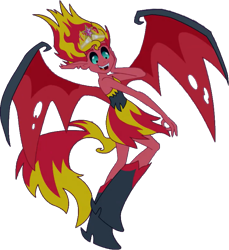 Size: 693x757 | Tagged: safe, artist:pascalmulokozi2, edit, edited screencap, screencap, sunset shimmer, demon, human, equestria girls, g4, my little pony equestria girls, background removed, bare shoulders, big crown thingy, demon wings, element of magic, female, hand on face, jewelry, open mouth, open smile, regalia, simple background, sleeveless, smiling, solo, strapless, sunset satan, transparent background, wings