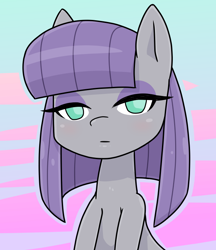 Size: 640x740 | Tagged: safe, alternate version, artist:batipin, maud pie, earth pony, pony, g4, looking at you, missing accessory, nudity, solo