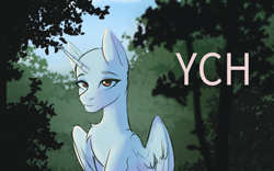 Size: 2560x1600 | Tagged: safe, artist:tanatos, oc, alicorn, pony, auction, commission, forest, solo, ych sketch, your character here