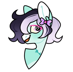 Size: 1280x1264 | Tagged: safe, artist:dilfistic, oc, oc only, earth pony, pony, bow, bust, earth pony oc, hair bow, heart, heart eyes, simple background, smiling, solo, transparent background, wingding eyes